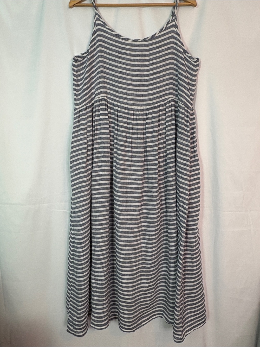 CP Shades Blue and White Striped Spaghetti Strap Maxi Dress Size M